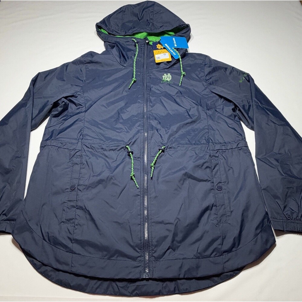 Notre Dame Irish Columbia Lily Park Blue Rain Jacket NCAA Womens Medium NWT New